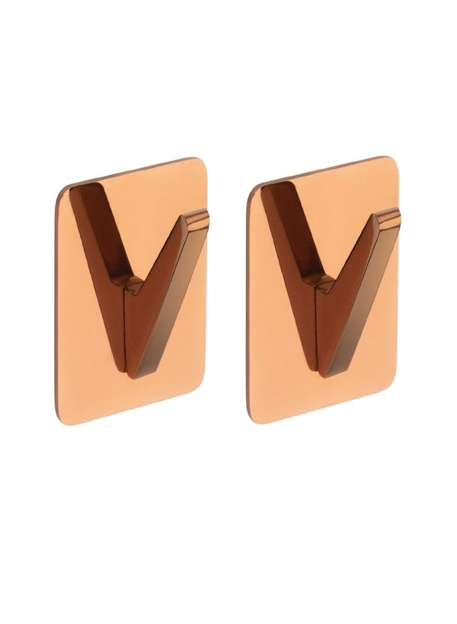 Allied Stainless Steel Self Adhesive Wall Hook Square Shaped for kichen, Bathroom, Cabinet, Towel, Utensils, Key - Waterproof and Rustproof | Code - 718 (Pack of 2, PVD Rose Gold) - Image 1